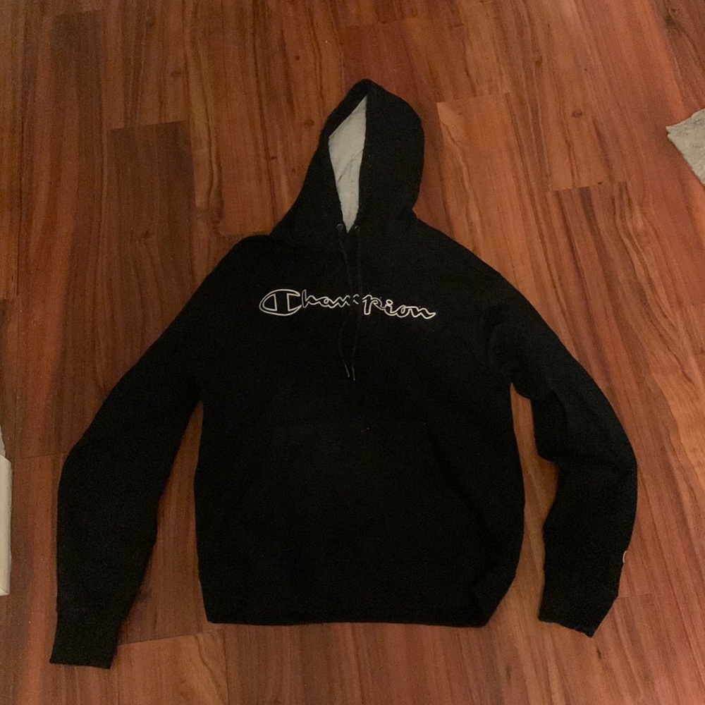 Black and White Fleece Champion Hoodie